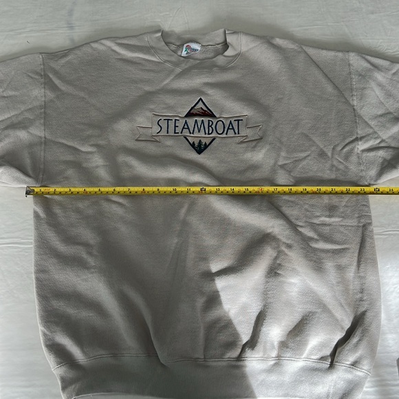 STEAMBOAT Embroidered Graphic Unisex Tan Beige Crewneck Sweatshirt size XL - Picture 8 of 12